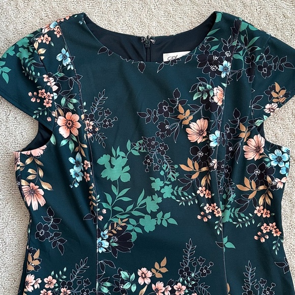 Eliza J Emerald Green Floral Fit-And-Flare Mini Dress Size 14 Party Feminine - Picture 5 of 15